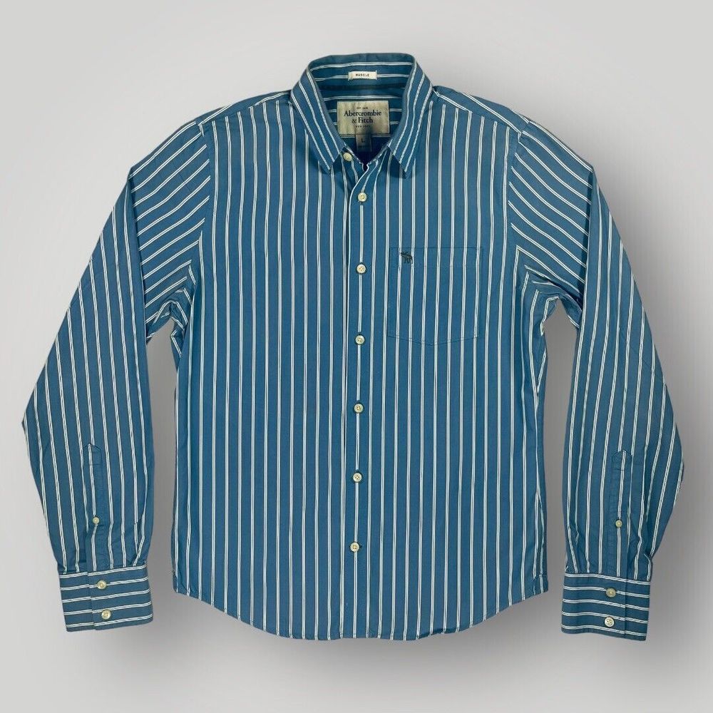Abercrombie & Fitch NY Muscle Stripped Button Up Shirt Men's Size Large
